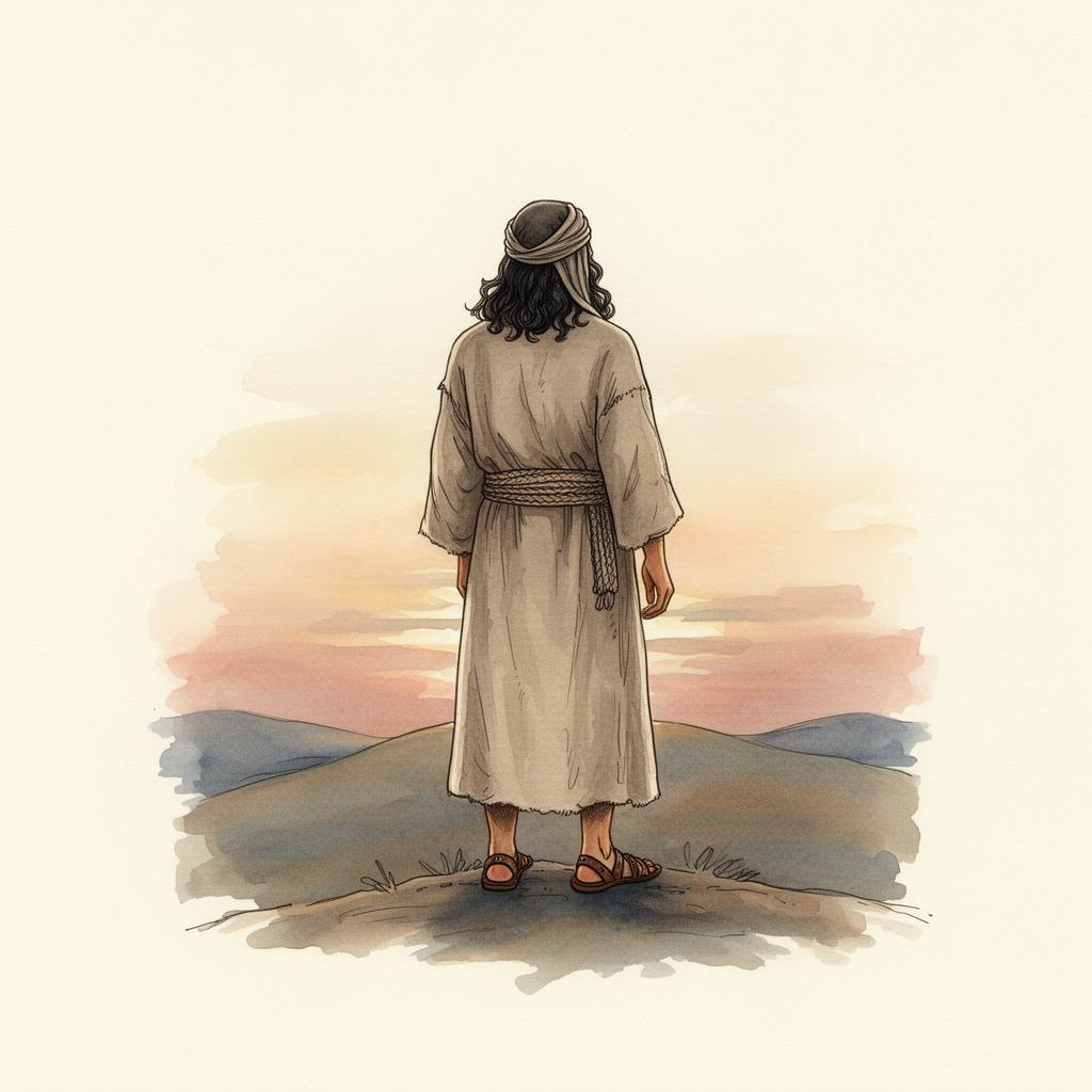 Watercolor illustration evoking Jesus's story